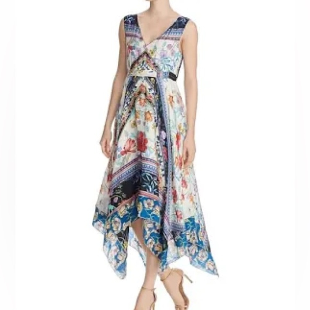 Johnny Was Cassia Silk Dress Women’s Size Medium Tie Waist Midi